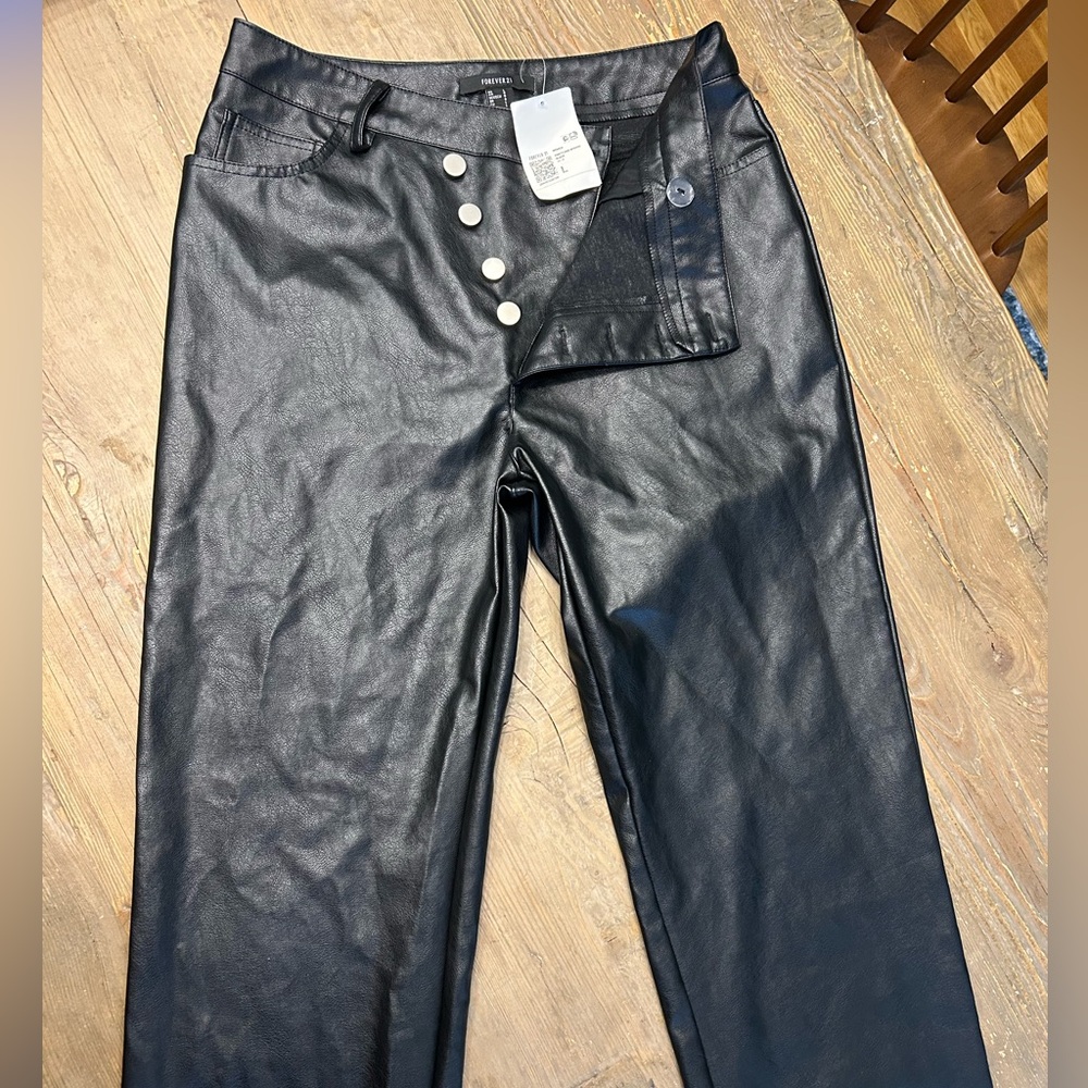 Forever 21 women’s vegan leather wide leg pants